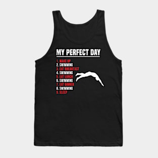 Swimming funny perfect day theme Tank Top